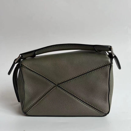 Loewe Puzzle Mini Olive Green Calfskin Leather Crossbody Bag