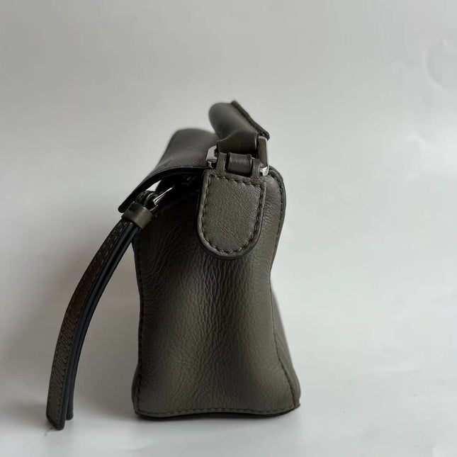 Loewe Puzzle Mini Olive Green Calfskin Leather Crossbody Bag