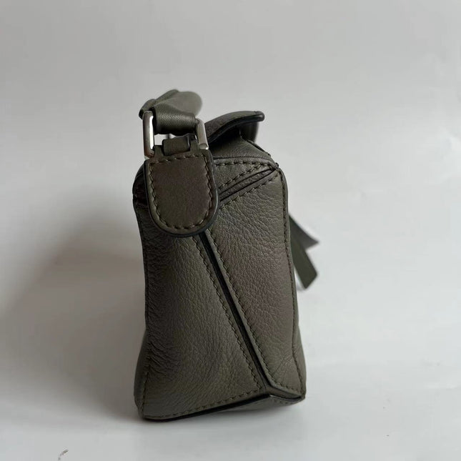 Loewe Puzzle Mini Olive Green Calfskin Leather Crossbody Bag