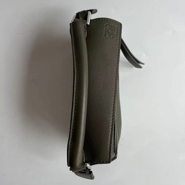 Loewe Puzzle Mini Olive Green Calfskin Leather Crossbody Bag