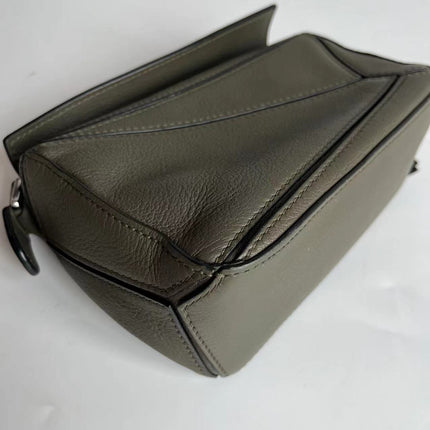 Loewe Puzzle Mini Olive Green Calfskin Leather Crossbody Bag