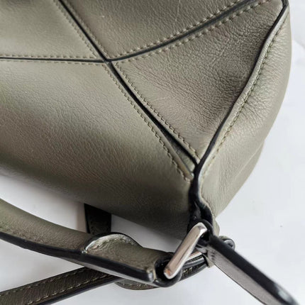 Loewe Puzzle Mini Olive Green Calfskin Leather Crossbody Bag