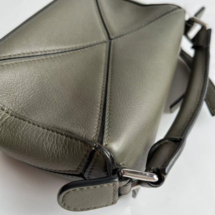 Loewe Puzzle Mini Olive Green Calfskin Leather Crossbody Bag