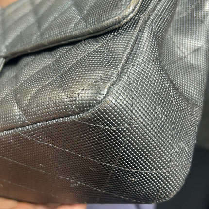 Chanel Classic Flap Medium 2016 Metallic Grey Pixel Effect Calfskin Leather Silver Hardware
