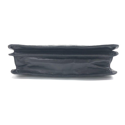 Chanel Vintage Quilted CC Briefcase Black Lambskin Leather Gold Hardware