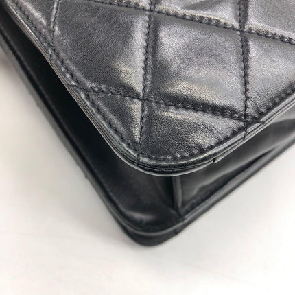 Chanel Vintage Quilted CC Briefcase Black Lambskin Leather Gold Hardware