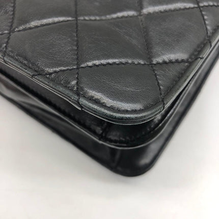 Chanel Vintage Quilted CC Briefcase Black Lambskin Leather Gold Hardware