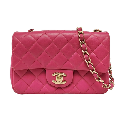 Chanel Classic Flap Rectangular Mini Rose Pink Lambskin Gold Hardware 2012-13-Luxbags