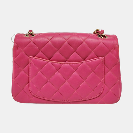 Chanel Classic Flap Rectangular Mini Rose Pink Lambskin Gold Hardware 2012-13