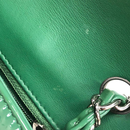 Chanel Classic Flap Rectangular Mini Green Patent Leather Silver Hardware 2016-2017