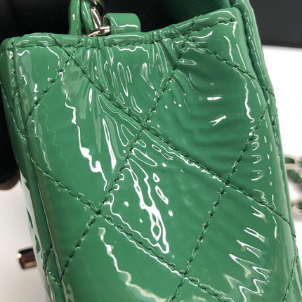 Chanel Classic Flap Rectangular Mini Green Patent Leather Silver Hardware 2016-2017