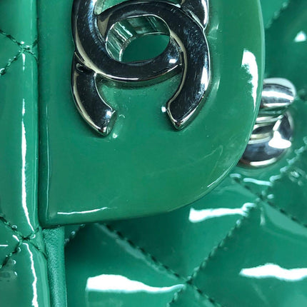 Chanel Classic Flap Rectangular Mini Green Patent Leather Silver Hardware 2016-2017