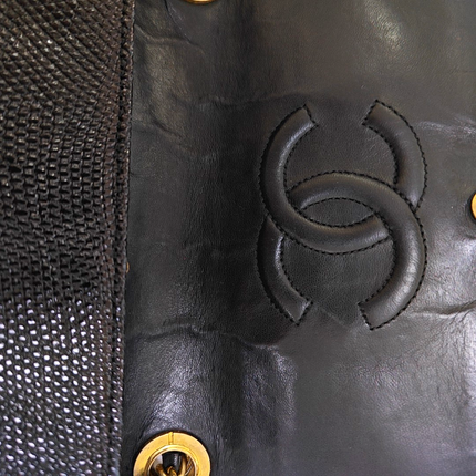 Chanel Classic Flap Mini Vintage Black Lizard Embossed Leather Gem CC Buckle Crossbody Bag