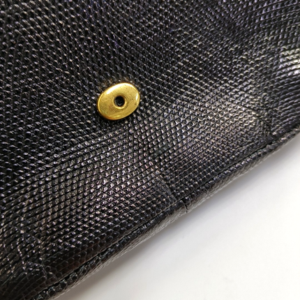 Chanel Classic Flap Mini Vintage Black Lizard Embossed Leather Gem CC Buckle Crossbody Bag