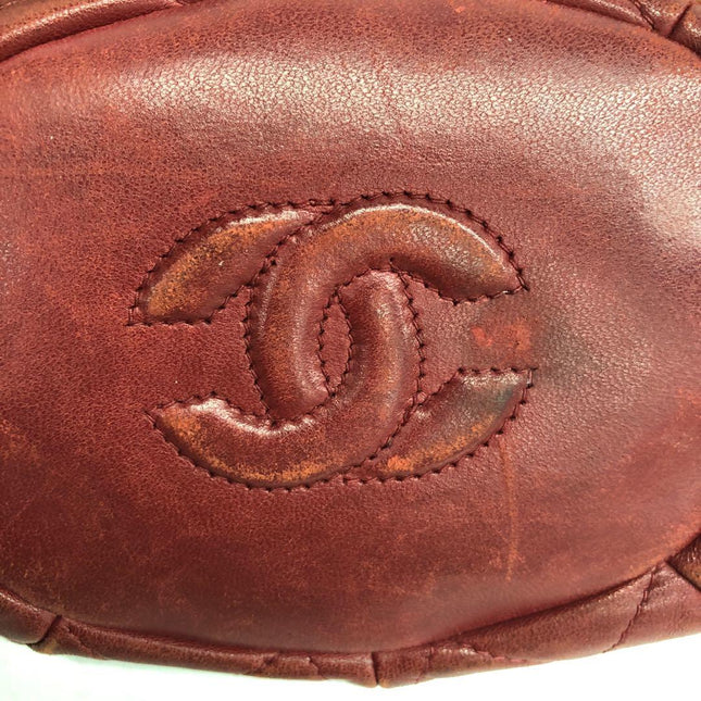 Chanel Vintage Drawstring Mini Bucket Bag Red Lambskin Matelasse