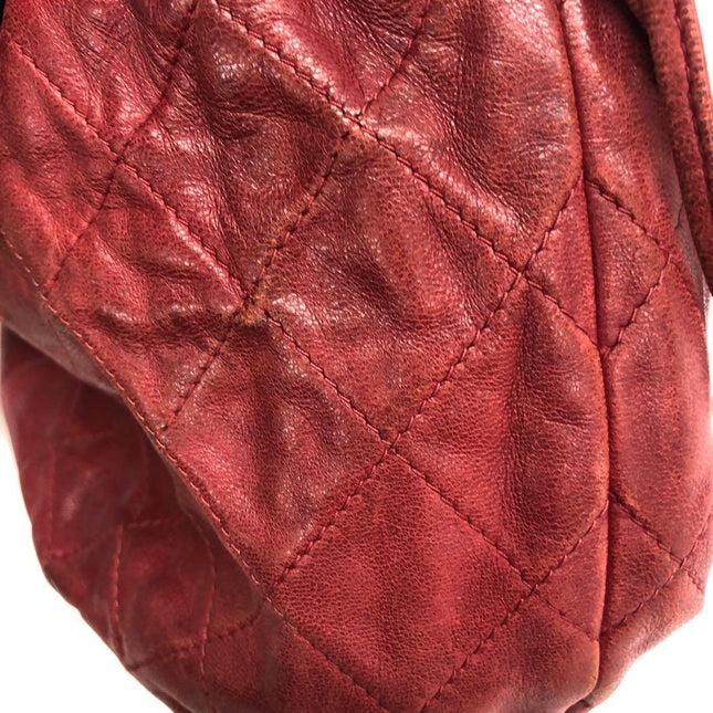 Chanel Vintage Drawstring Mini Bucket Bag Red Lambskin Matelasse
