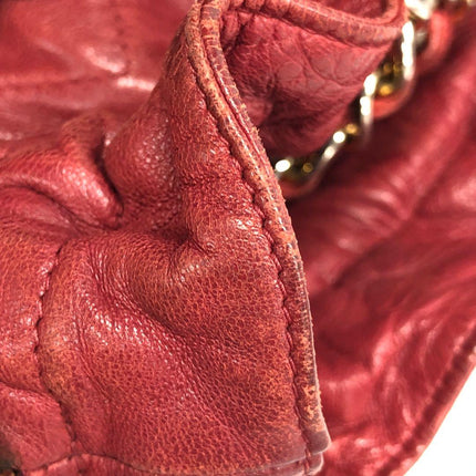 Chanel Vintage Drawstring Mini Bucket Bag Red Lambskin Matelasse