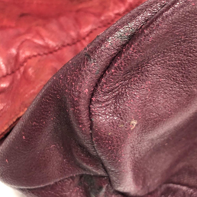 Chanel Vintage Drawstring Mini Bucket Bag Red Lambskin Matelasse