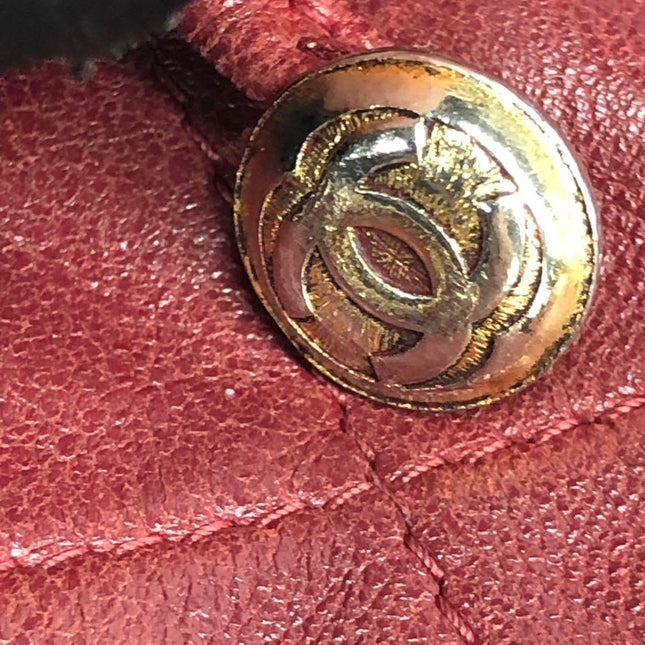 Chanel Vintage Drawstring Mini Bucket Bag Red Lambskin Matelasse