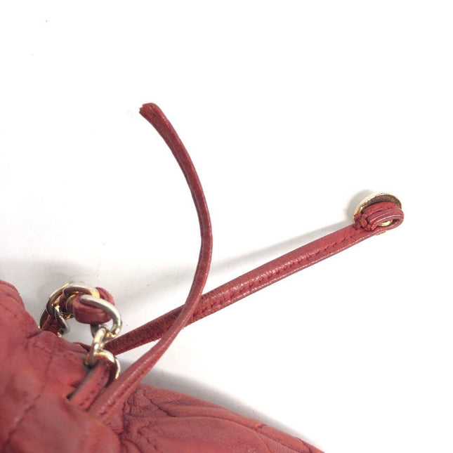 Chanel Vintage Drawstring Mini Bucket Bag Red Lambskin Matelasse