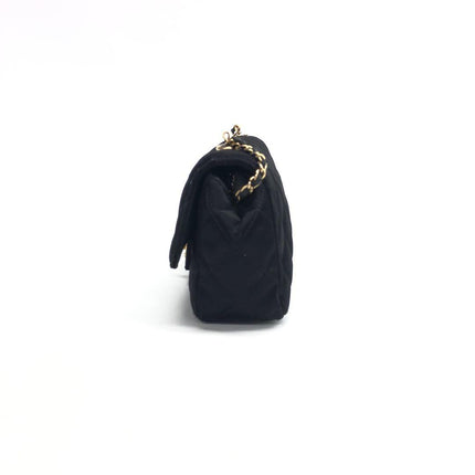 Chanel Classic Flap Mini Black Silk Satin Gold Hardware 2015-2016