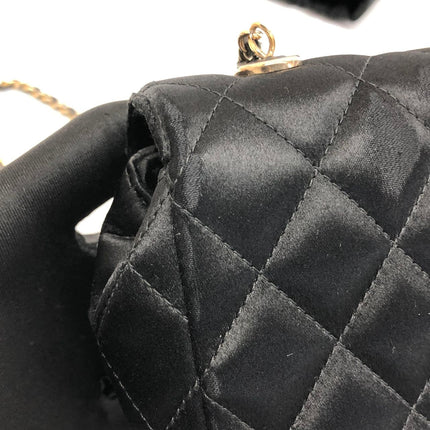 Chanel Classic Flap Mini Black Silk Satin Gold Hardware 2015-2016