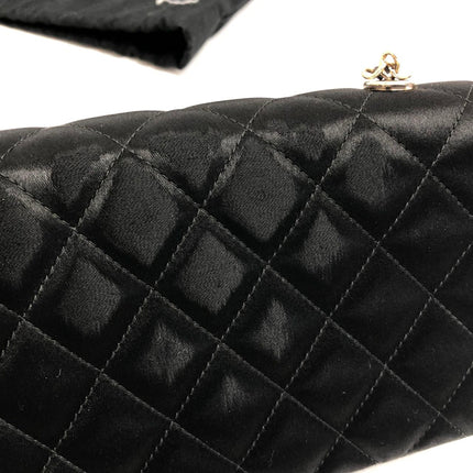 Chanel Classic Flap Mini Black Silk Satin Gold Hardware 2015-2016