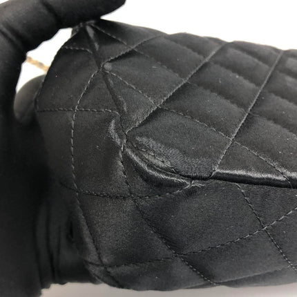 Chanel Classic Flap Mini Black Silk Satin Gold Hardware 2015-2016