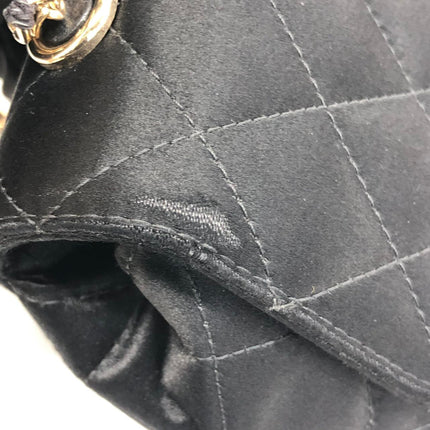 Chanel Classic Flap Mini Black Silk Satin Gold Hardware 2015-2016