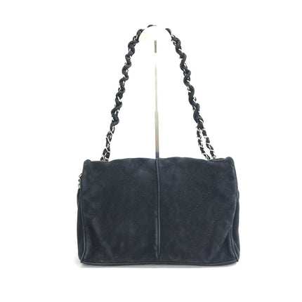 Chanel Nubuck Suede Darjeeling Flap Bag Ultimate Stitch Black Jumbo Bag