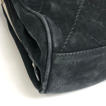 Chanel Nubuck Suede Darjeeling Flap Bag Ultimate Stitch Black Jumbo Bag