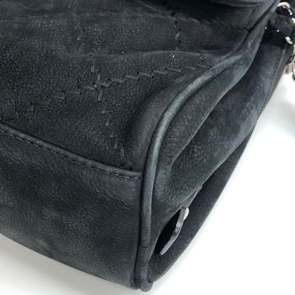 Chanel Nubuck Suede Darjeeling Flap Bag Ultimate Stitch Black Jumbo Bag