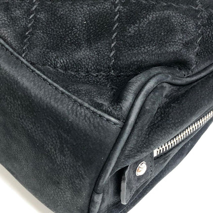 Chanel Nubuck Suede Darjeeling Flap Bag Ultimate Stitch Black Jumbo Bag