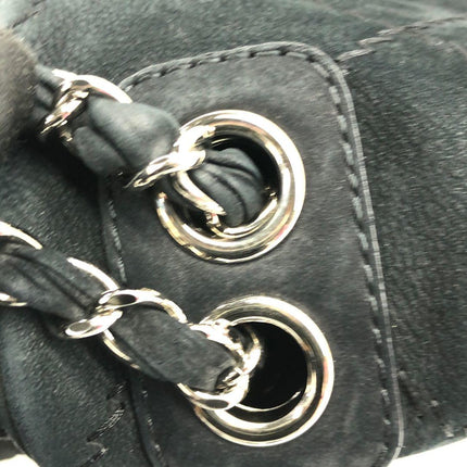 Chanel Nubuck Suede Darjeeling Flap Bag Ultimate Stitch Black Jumbo Bag