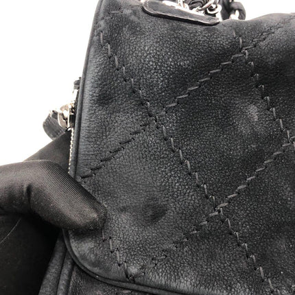 Chanel Nubuck Suede Darjeeling Flap Bag Ultimate Stitch Black Jumbo Bag