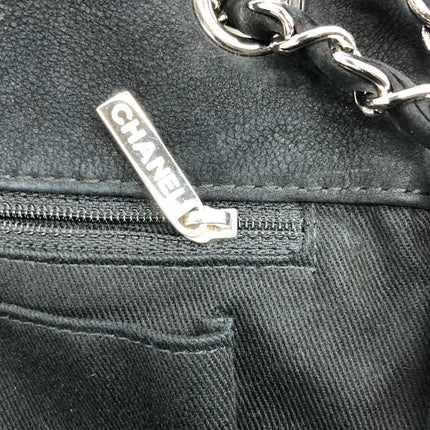 Chanel Nubuck Suede Darjeeling Flap Bag Ultimate Stitch Black Jumbo Bag