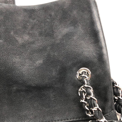Chanel Nubuck Suede Darjeeling Flap Bag Ultimate Stitch Black Jumbo Bag