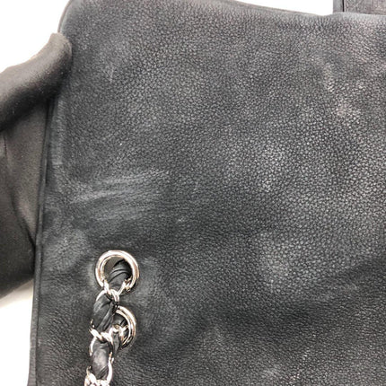 Chanel Nubuck Suede Darjeeling Flap Bag Ultimate Stitch Black Jumbo Bag