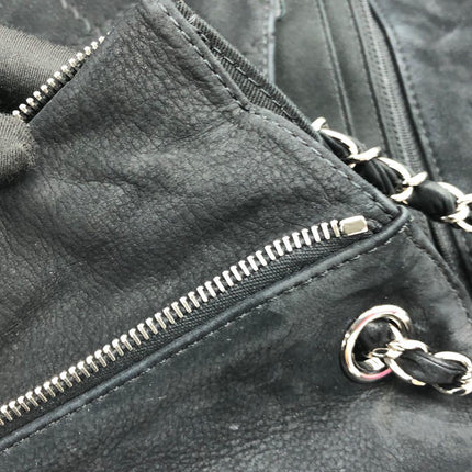 Chanel Nubuck Suede Darjeeling Flap Bag Ultimate Stitch Black Jumbo Bag