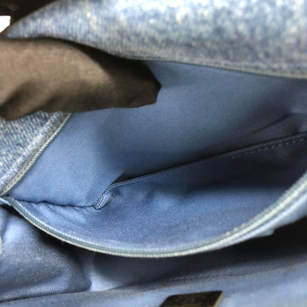 Chanel Classic Flap Mini Rectangular Blue Denim Jeans Gold Hardware Microchip