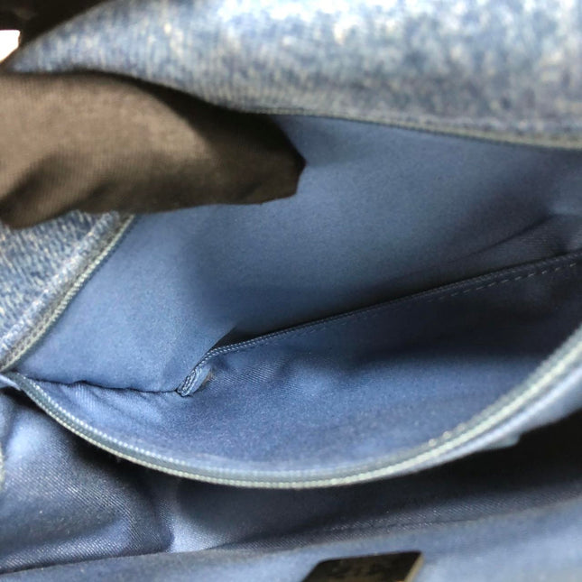 Chanel Classic Flap Mini Rectangular Blue Denim Jeans Gold Hardware Microchip