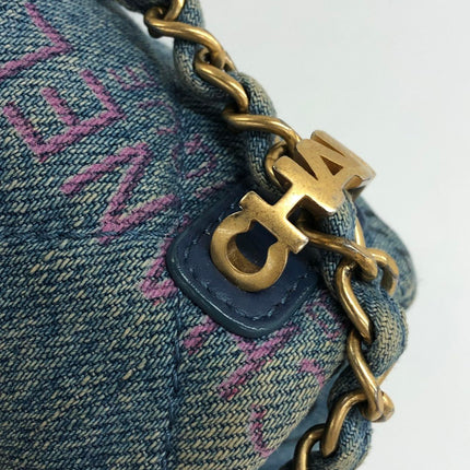 Chanel Classic Flap Mini Rectangular Blue Denim Jeans Gold Hardware Microchip