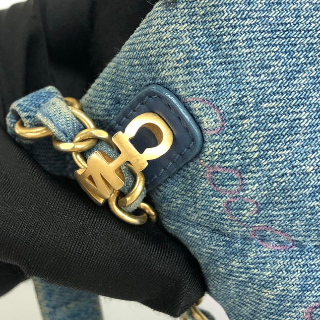 Chanel Classic Flap Mini Rectangular Blue Denim Jeans Gold Hardware Microchip