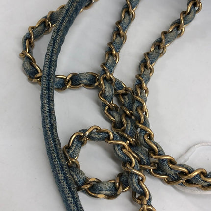 Chanel Classic Flap Mini Rectangular Blue Denim Jeans Gold Hardware Microchip