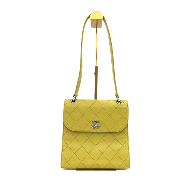 Chanel Vintage Kelly Flap Bag Yellow Caviar Leather 24k Gold Hardware 1997-1999-Luxbags