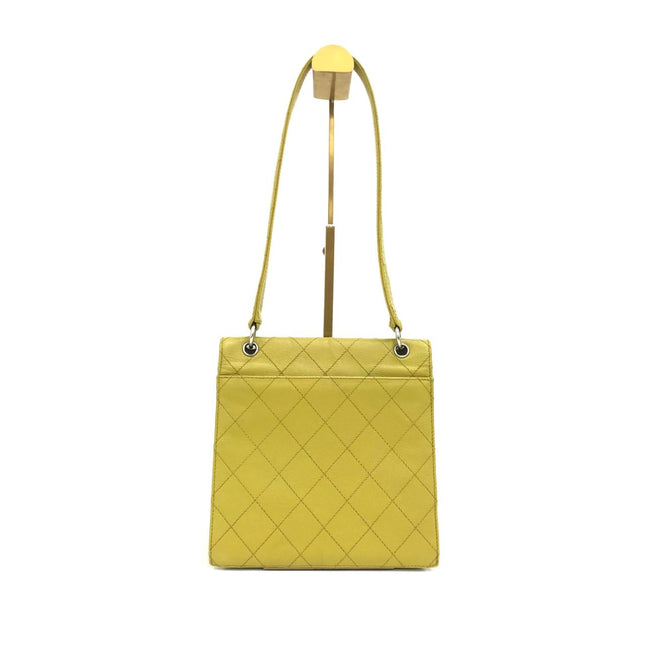 Chanel Vintage Kelly Flap Bag Yellow Caviar Leather 24k Gold Hardware 1997-1999