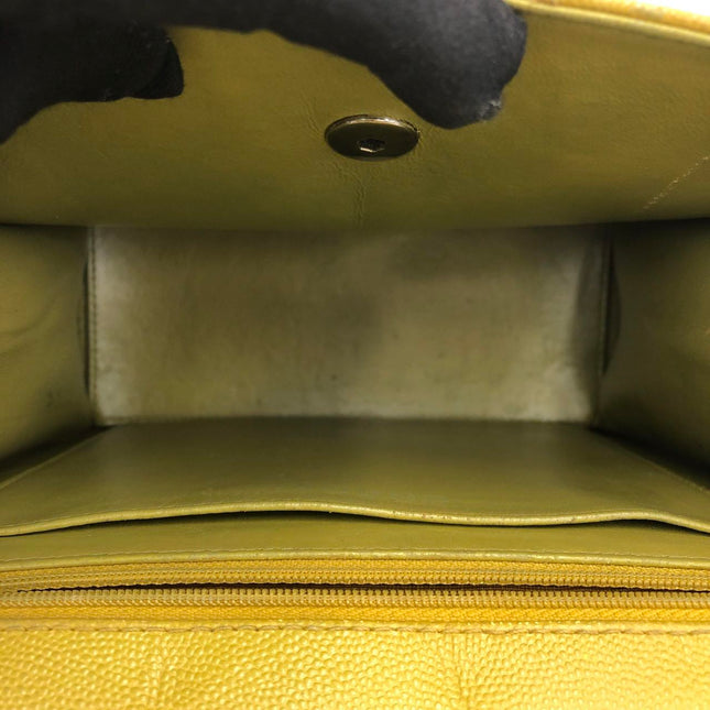 Chanel Vintage Kelly Flap Bag Yellow Caviar Leather 24k Gold Hardware 1997-1999