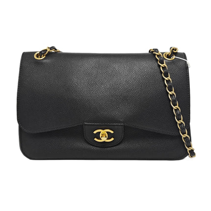 Chanel Classic Flap Jumbo Black Caviar Leather Double Flap with Gold Hardware 2017-Luxbags
