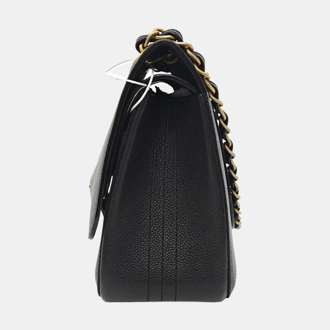 Chanel Classic Flap Jumbo Black Caviar Leather Double Flap with Gold Hardware 2017
