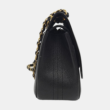 Chanel Classic Flap Jumbo Black Caviar Leather Double Flap with Gold Hardware 2017
